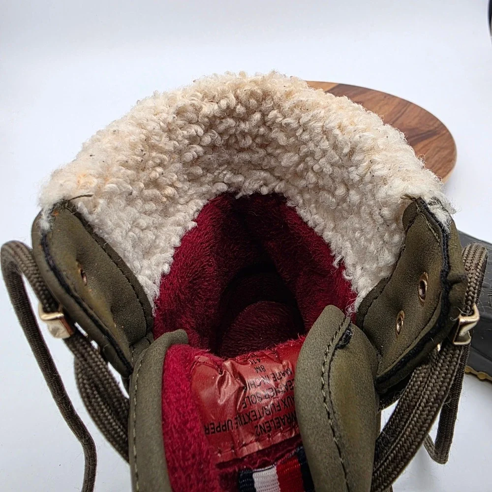 Tommy Hilfiger Women's Duck Boots Size 8M Olive Green Faux Fur Lined‎ TWRAELEN2